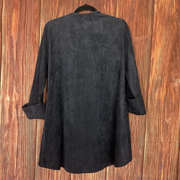 IC by Connie K Collection Asymmetrical Faux Suede Blue Jacket Size Small S - Picture 5 of 6